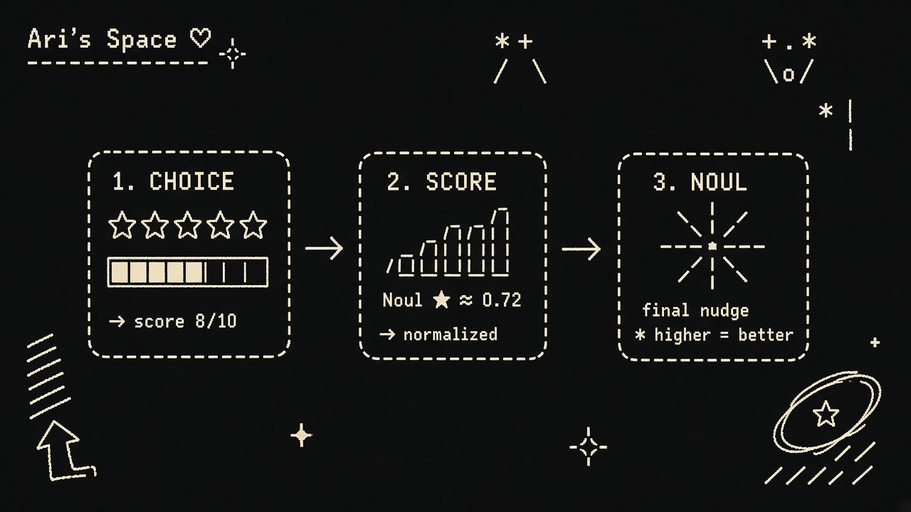 Choice, Score, and Noul as three sequential System 7 cards